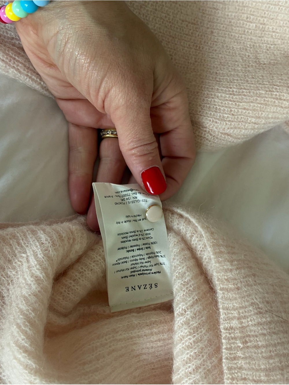 Sezane Pale Blush Pink V‑Neck Bari Cardigan - Picture 4 of 4